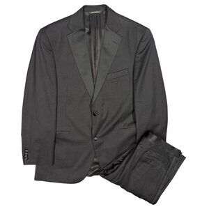 Jack Victor Tuxedo Black 2pc 100% Wool Satin Lapel Made in Canada 40R 34x32